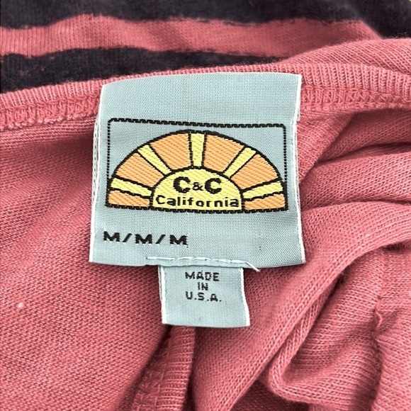 C&c California Boho Casual Colorblock Stripe XBack Maxi-Dress Cover-Up Pink Navy - Picture 6 of 7